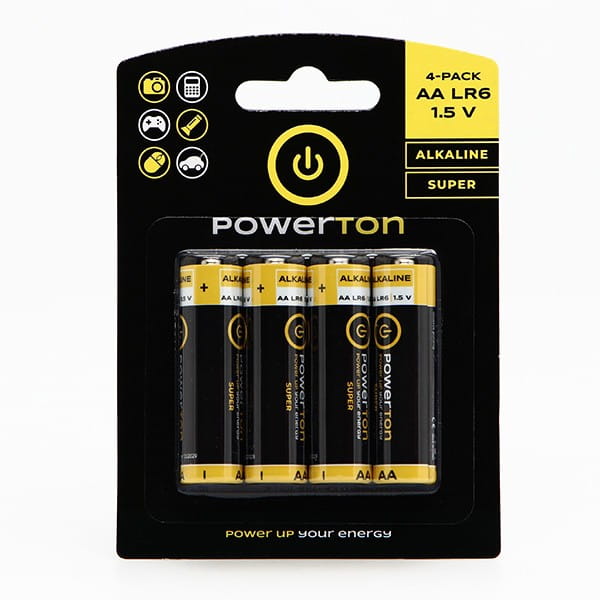 Bateria alkaliczna, AA (LR6), AA, 1.5V, Powerton, blistr, 4-pack