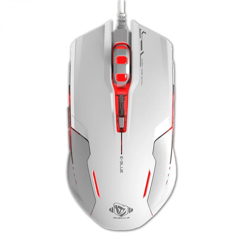 E-Blue Mysz Auroza G, 3000DPI, optyczna, 6kl., 1 scroll, przewodowa USB, biała, do gry