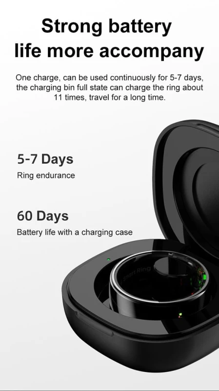 Smart RING PRO czarny, pomiar stresu, tętno, monitorowanie snu, roz. 9, Powerton