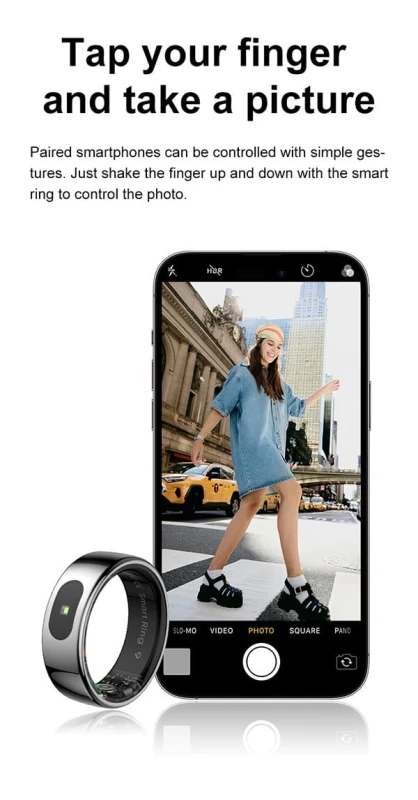 Smart RING PRO czarny, pomiar stresu, tętno, monitorowanie snu, roz. 9, Powerton