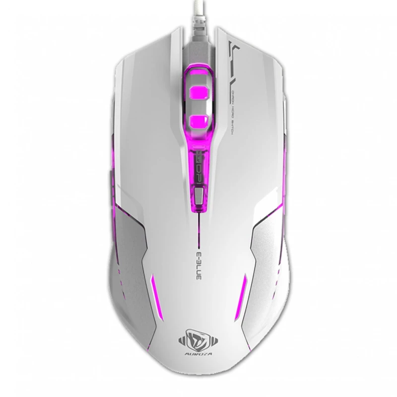 E-Blue Mysz Auroza G, 3000DPI, optyczna, 6kl., 1 scroll, przewodowa USB, biała, do gry