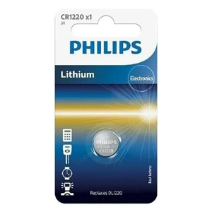 Bateria litowa, CR1220, CR1220, 3V, PHILIPS, blistr, 1-pack, CR1220/00B, guzikowa, 38 mAh
