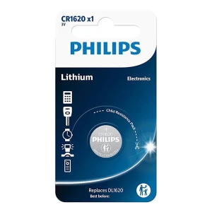 Bateria litowa, CR1620, CR1620, 3V, PHILIPS, blistr, 1-pack, CR1620/00B, guzikowa, 70 mAh