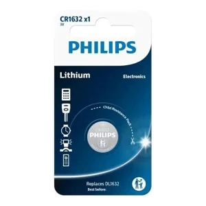 Bateria litowa, CR1632, CR1632, 3V, PHILIPS, blistr, 1-pack, CR1632/00B, guzikowa, 120 mAh