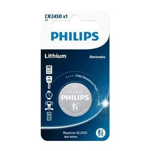 Bateria litowa, CR2450, CR2450, 3V, PHILIPS, blistr, 1-pack, CR2450/10B, guzikowa, DL2450