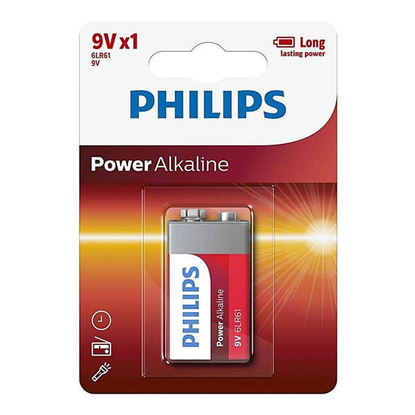 Bateria alkaliczna, 9V (6LR61), 6LR61, 9V, PHILIPS, blistr, 1-pack, 6LR61P1B/10, Power Alkaline