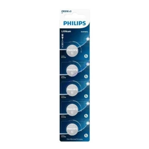 Bateria litowa, CR2016, CR2016, 3V, PHILIPS, blistr, 5-pack, CR2016P5/01B, guzikowa, 75 mAh