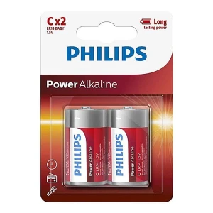 Bateria alkaliczna, C (LR14), C, 1.5V, PHILIPS, blistr, 2-pack, LR14P2B/10, Power Alkaline