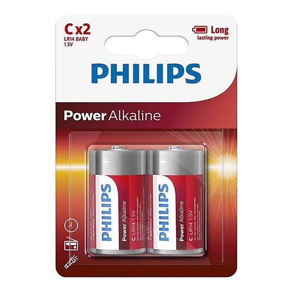 Bateria alkaliczna, C (LR14), C, 1.5V, PHILIPS, blistr, 2-pack, LR14P2B/10, Power Alkaline