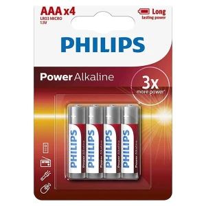 Bateria alkaliczna, AAA (LR03), AAA, 1.5V, PHILIPS, blistr, 4-pack, LR03P4B/10, Power Alkaline