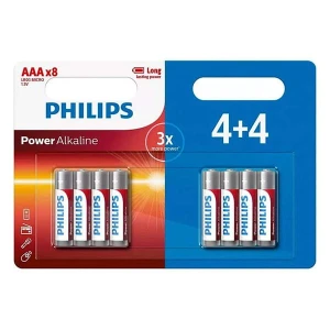 Bateria alkaliczna, AAA (LR03), AAA, 1.5V, PHILIPS, blistr, 8-pack, LR03P8BP/10, Power Alkaline, 4+4