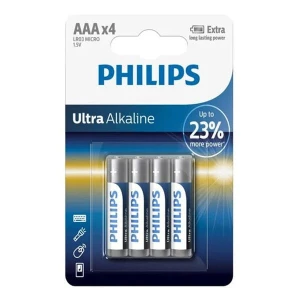 Bateria alkaliczna, AAA (LR03), AAA, 1.5V, PHILIPS, blistr, 4-pack, LR03E4B/10, Ultra Alkaline