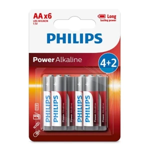 Bateria alkaliczna, AA (LR6), AA, 1.5V, PHILIPS, blistr, 6-pack, LR6P6BP/10, Power Alkaline, 4+2