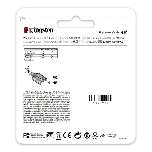 Kingston czytnik USB 3.0 (3.2 Gen 1), MobileLite Plus SD, SD, zewnętrzny, czarna, złącze USB A