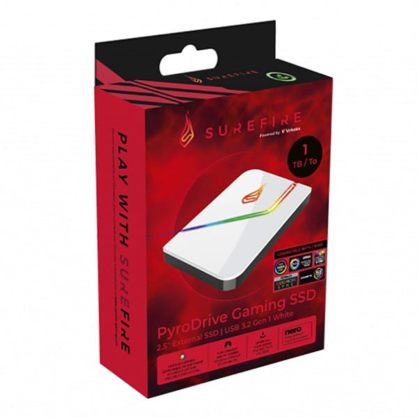 SSD Zewnętrzny Surefire Pyrodrive, 53692, 1000GB, Biały, 2.5", USB 3.2 GEN 1