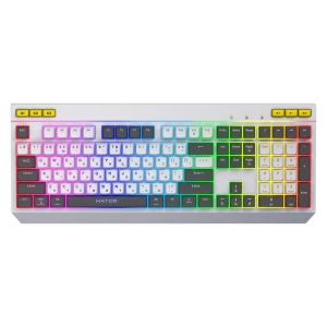 Klawiatura przewodowa Hator ICEFALL HTK405US podświetlana gaming programowalna biało-czarna