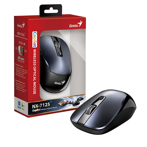 Mysz bezprzewodowa, Genius NX-7125, metaliczna szara, optyczna, 1200DPI