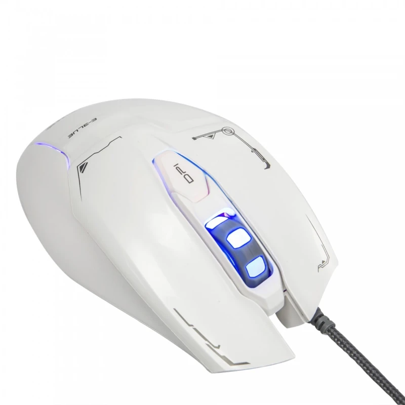 E-Blue Mysz Mazer, 2500DPI, optyczna, 6kl., 1 scroll, przewodowa USB, biała, do gry
