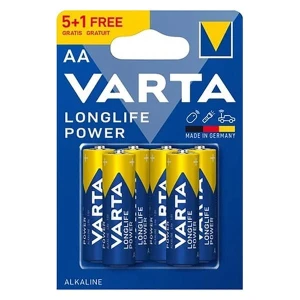 Bateria alkaliczna, paluszek, AA, 1.5V, Varta, blistr, 6-pack, VAR-LR6BL5-1, Longlife Power