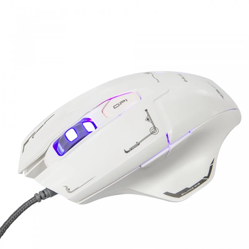 E-Blue Mysz Mazer, 2500DPI, optyczna, 6kl., 1 scroll, przewodowa USB, biała, do gry