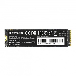 SSD Wewnętrzny Verbatim Vi3000 M.2, 49374, 512GB, czarny, 3300 MB/s-R, NVMe, 2500 MB/s-W