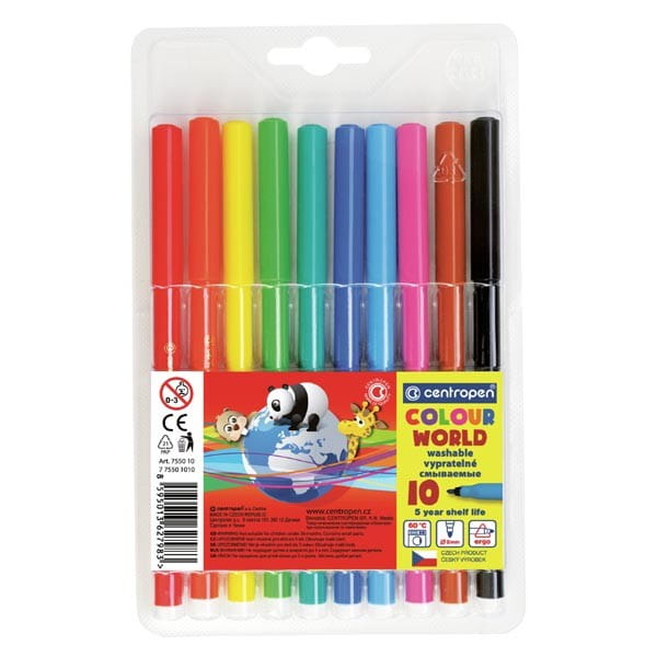 Centropen, zestaw przyborów do malowania 7550, color, 10szt, 1mm, cylindryczna końcówka odporna na nacisk