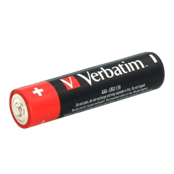 Bateria jednorazowa alkaliczna, paluszek, AAA, 1.5V, Verbatim, folia, 4-pack, 49500