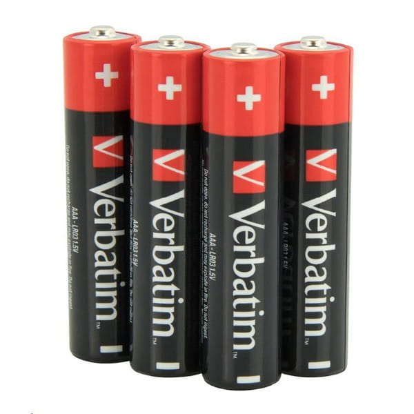 Bateria jednorazowa alkaliczna, paluszek, AAA, 1.5V, Verbatim, folia, 4-pack, 49500