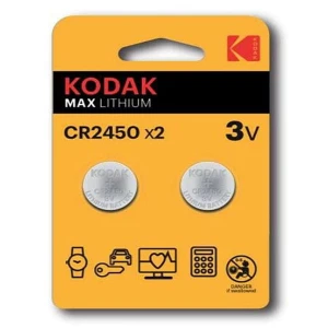Bateria jednorazowa litowa, guzikowa, CR2450, 3V, Kodak, blistr, 2-pack, KOD-2450BL2, guzikowa