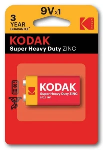 Bateria jednorazowa cynkowo-węglowa, paluszek, 9VA, 9V, Kodak, blistr, 1-pack, KOD-9V, Extra Heavy Duty