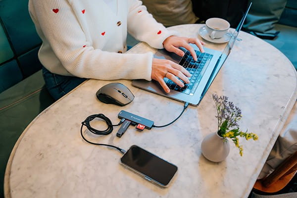 USB-C Hub wieloportowy 6-port, 32156, szary, długość kabla 18 cm, Verbatim, USB-C PD, USB-A 3.2 Gen 1, USB-A 2.0, SD a microSD
