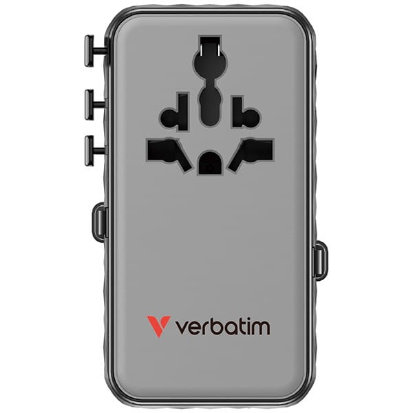 Verbatim, 1x USB-C, 1X USB-A + 2x zintegrowane kable USB-C, czarna, 70 W