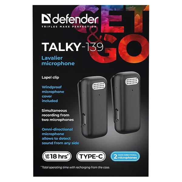 Defender, Lavalier mikrofon, TALKY-139, czarny