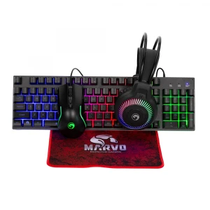 Marvo LOOT 40, zestaw klawiatura mysz dla gracza, podkładka, klawiatura, CZ/SK, do gry, membranowa rodzaj przewodowa (USB), czarna