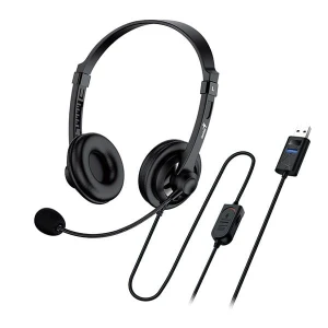 Genius HS-230U, słuchawki z mikrofonem, przewodowa, czarna, USB