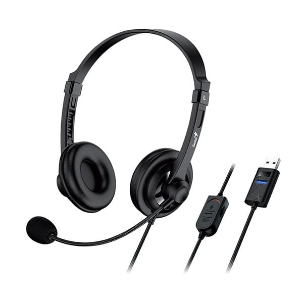 Genius HS-230U, słuchawki z mikrofonem, przewodowa, czarna, USB