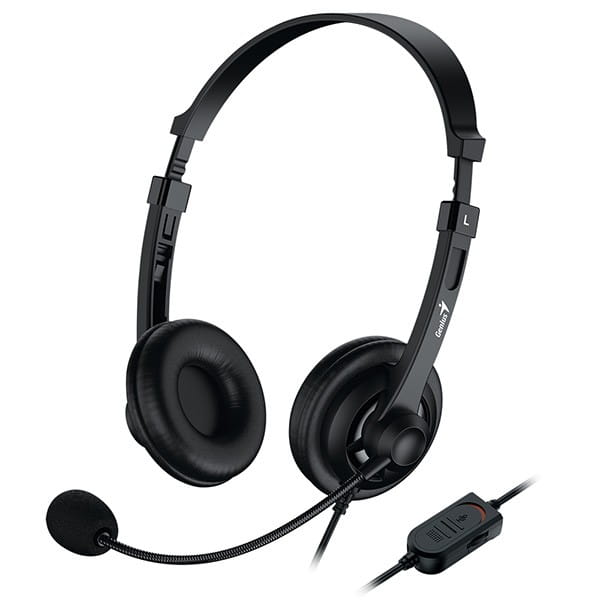 Genius HS-230U, słuchawki z mikrofonem, przewodowa, czarna, USB