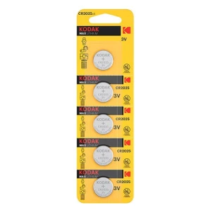 Bateria jednorazowa litowa, guzikowa, CR2025, 3V, Kodak, blistr, 5-pack, KOD-2025BL5