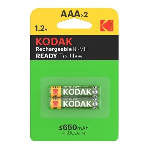 Bateria z wbudowaną baterią Ni-MH, paluszek, AAA, 1.2V, Kodak, blistr, 2-pack, KOD-REC002, 650 mAh