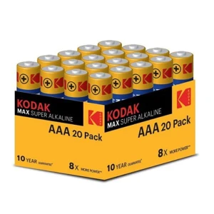 Bateria jednorazowa alkaliczna, paluszek, AAA, 1.5V, Kodak, blistr, 20-pack, KOD-LR3MAXBL8, Alkaline Max