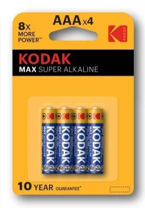 Bateria jednorazowa alkaliczna, paluszek, AAA, 1.5V, Kodak, blistr, 4-pack, KOD-LR3MAX, Alkaline Max