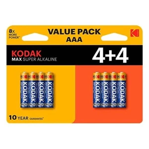 Bateria jednorazowa alkaliczna, paluszek, AAA, 1.5V, Kodak, blistr, 8-pack, KOD-LR3MAXBL8, Alkaline Max