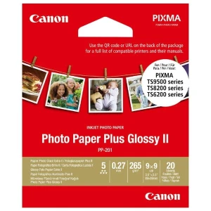 Canon Photo Paper Plus II, PP-201, foto papier, połysk, kwadratowy typ 2311B070, biały, PIXMA TS9500, TS8200 a TS6200, 8.89x8.89cm