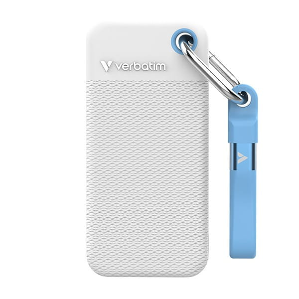 SSD Zewnętrzny Verbatim Pocket SSD letní edice, 32321, 2000GB, biały, w zestawie 2 gumowe osłony, USB C