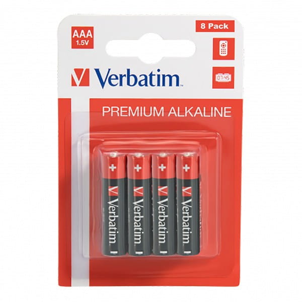 Bateria jednorazowa alkaliczna, paluszek, AAA, 1.5V, Verbatim, blistr, 8-pack, 49502