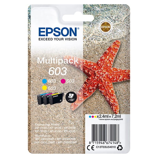 Epson oryginalny ink / tusz C13T03U54010, 603, color, 3x2.4ml, Epson Expression Home XP-2100, 2105, 3100, 3105 WF-2310