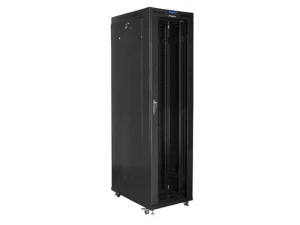 Szafa instalacyjna Rack stojąca 19" 47U 800x1000 czarna drzwi szklane LCD Lanberg (flat pack) - USZ OPAK
