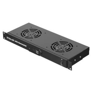 Panel wentylacyjny Netrack 19" 2F z przewodem i termostatem, czarny - USZ OPAK