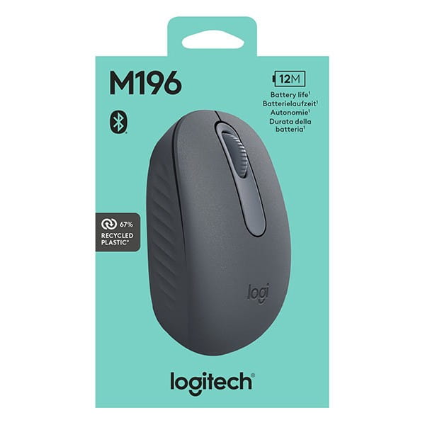 Logitech M196 Bluetooth Mysz bezprzewodowa, szara, 1000DPI