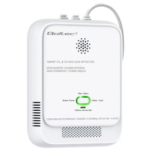 Czujnik wycieku gazu ziemnego i tlenku węgla Qoltec | alarm 85dB | LED